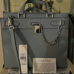 Calvin Klein Blue Leather Satchel